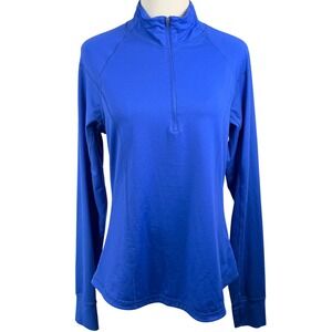 Old Navy Womens L 1/4 Zip LW Run Pullover Blue Thumbholes Gorpcore Athleisure